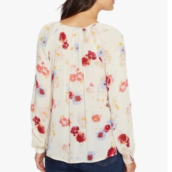 Lucky Brand Womens Major Floral Peasant Top Blouse Size M - Picture 3 of 13